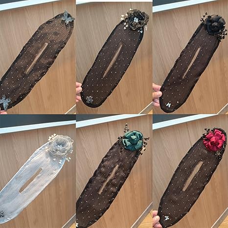 🌸 Embroidered Flower Hair Bun Roller – Elegant Quick Bun Maker