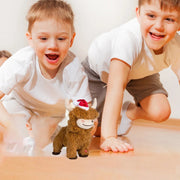 Dancing Highland Cow Plush Toy – 11-inch Christmas Edition with Santa Hat