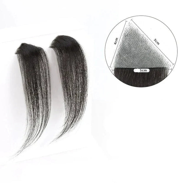 Natural Black Small Sideburn Hairpieces, Unisex, 2-Pack