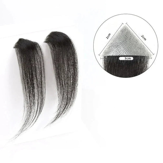 Natural Black Small Sideburn Hairpieces, Unisex, 2-Pack