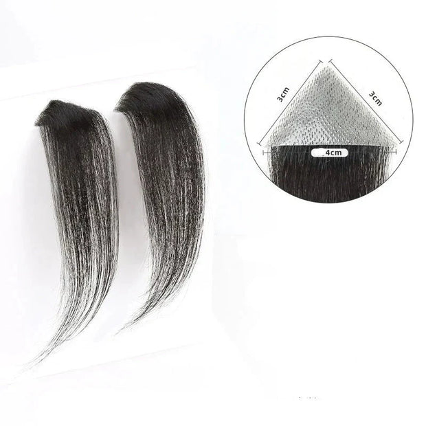 Natural Black Small Sideburn Hairpieces, Unisex, 2-Pack