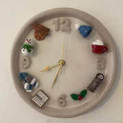 Seasonal Magnetic Ornament Clock – Handcrafted Clay Clock with Interchangeable Charms