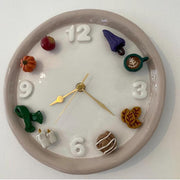 Seasonal Magnetic Ornament Clock – Handcrafted Clay Clock with Interchangeable Charms