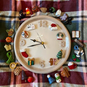 Seasonal Magnetic Ornament Clock – Handcrafted Clay Clock with Interchangeable Charms